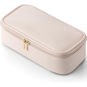 Petite de maquillage de voyage pour femmesac cosm&eacute;tique portablede maquillage multifonctionnelleen cuir imperm&eacute;ableCaf&eacute; au lait.de maquillage - Neuf
