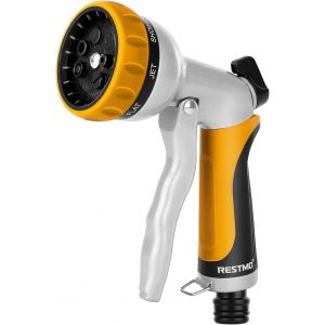 Pistolet d'Arrosage de Jardin en M&eacute;tal,Pulv&eacute;risateur avec 7 Modes et D&eacute;bit R&eacute;glable pour Lavage de Voiture et Cour,Arrosage des Plantes et Pelouse,Jaune - Neuf