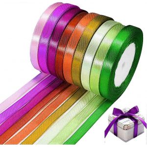 8pcs Ruban De Satin De Couleur M&eacute;lang&eacute;e 10mm X 25m Environ D&eacute;coration De Bricolage,Mariage,Cadeau De F&ecirc;te - Neuf