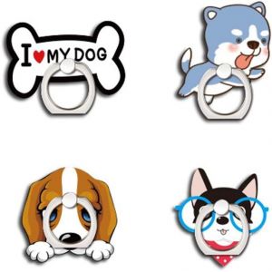 KAL-Support De Bague Pour T&eacute;l&eacute;phone Portable En Forme De Chien Mignon, Support De Bague En Alliage De Doigt R&eacute;glable Universel Pour Iphone - Neuf