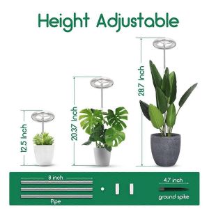 Lampe De Croissance Led &Agrave; Spectre Complet Pour Plantes D'int&eacute;rieur Bonsa&iuml; R&eacute;glable En Hauteur Dimmable - Neuf