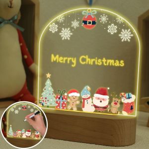 Veilleuse Personnalis&eacute;e Bebe, Kawaii Deco Chambre, Cadeau De No&euml;l, Veilleuse No&euml;l, Veilleuse Led Avec 8 Stylo Effa&ccedil;able, Jolie Veilleuse Avec Des Motifs De P&egrave;re No&euml;l Et D'&eacute;lans - Neuf