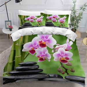 Housse De Couette Fermeture Eclair X Ultra Doux Housse De Couette Zen Orchid&iquest;&iquest;E Pierre Zen Sets De Housse Couette Microfibre Qualit&iquest;&iquest; Sup&iquest;&iquest;Rieure - Neuf