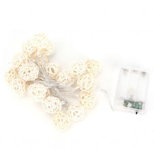 Hjlian Guirlande Lumineuse Decorative En Rotin De 2,2 M Avec 20 Led Pour Noel, Fetes En Plein Air, Lumiere Blanche - Neuf