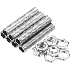 Kal-Tige Fileté Creuse Lampe Tuyau, 1.97 Pouce Long M10 Tous Filetage Extension Tige Pour Lustre Pendentif Lumières Avec M10 Hexagone Écrou Fixation, 1 Ensemble - Neuf