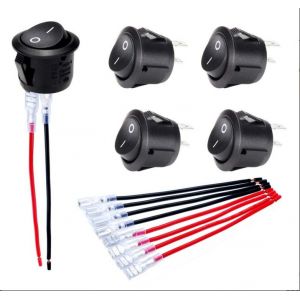 Interrupteur à bascule rond rond ON/OFF SPST 20 mm, mini interrupteur à bascule pour voiture, camping-car, interrupteur à 2 broches 250 V filaire KCD1-5Pack - Neuf