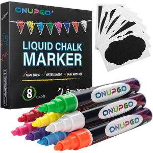 Marqueurs De Craie Liquide - Erasable Paquet De 8 Crayons De Craie Colorés Avec Des Pointes Réversibles De Balle Et De Ciseau De 6 Mm, Idéal Pour Le Bistro - Neuf