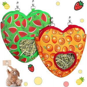 Lot De 2 Mangeoires &Agrave; Foin Pour Lapins Et Cochons D'inde, Petites Mangeoires &Agrave; Foin Pour Animaux Mignons, Organiseur &Agrave; Suspendre Avec 2 Trous Pour Lapins Et Cochons D'inde - Neuf