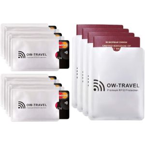NSIECD-Etui Carte Bancaire Anti Piratage. Porte Carte Antivol Anti RFID.Etui Protection Carte Bancaire sans Contact.Porte Bancaire Anti Piratage(RFID Pochette Carte10+Passeport 4 Argent) - Neuf