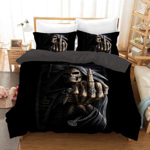 Ulteronixshop-T&ecirc;te De Mort Housse De Couette 135x200cm Gothique Cr&acirc;ne Parure De Lit 2 Personnes Avec Fermeture &Eacute;clair - Rose Floral Skull Sets De Housse Couette Avec 2 Taies D'oreiller 50x75cm - Neuf