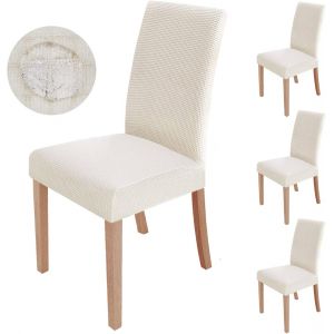 Lot De 4 Housses De Chaise Lavables Pour Salle À Manger, Style Moderne, Pour Décoration De Fête, Banquet, Bureau Et Hôtel (Beige) - Neuf