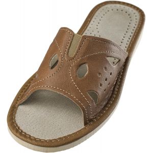 Kalanka-- Pantoufles Pour Femme En Cuir - Chaussons Compensées Pour Femmes - Fait Main - Mules Bout Ouvert - Idéal Pour Été - Neuf