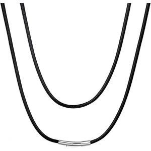 Bnhgc-Chaine Collier Cordon Cuir Homme Pour Pendentif Enfant Garçon Femme Ras De Cou Chaîne Cire Tressé Marron/Noir Largeur 2mm Longeur 41/46/51/55/61/66/71/76cm Bijoux Cadeau - Neuf
