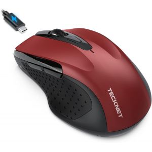 Souris Bluetooth,Souris sans Fil Rechargeable Silencieuse 3 Modes (BT5.0/3.0+2.4G) 4800 DPI Souris Ergonomique pour Ordinateurs,Portables,Mac, PC,Windows,Noir - Neuf