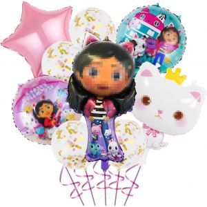 Senior-Dollhouse Ballons Anniversaire Décoration,9 Pièces Gaby Chat Ballons Anniversaire Set Fille, Ballon Helium En Latex, Decoration Anniversaire Fille Gaby Pour Enfants(Cute)[L1645] - Neuf