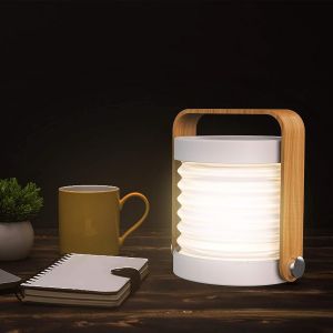 Lampe de Lanterne Pliable Portable Contr&ocirc;le Tactile Lumi&egrave;re Led avec Poign&eacute;e en Bois Lanterne Lumi&egrave;re Usb Rechargeable Dimmable Bureau Veilleuse pour Chambre Salon D&eacute;cor &agrave; La - Neuf