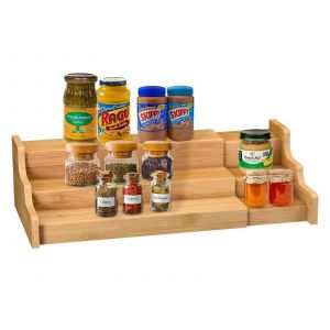 &Eacute;tag&egrave;re &Agrave; &Eacute;pices Extensible En Bambou &Agrave; 3 Niveaux Pour Le Rangement De Cuisine - Neuf