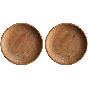 Checarzhn--No1-Lot De 2 Assiettes Rondes En Bois Pour Dessert, Apéritif, Sushi - 10 Cm - Pour Sandwich, Fruits Et Légumes - Neuf