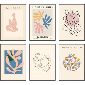 Eryi-Tableau Decoration Murale Salon - Decoration Chambre - Tableaux, Posters Et Arts Décoratifs - Deco Maison, Cuisine, Bureau (21 X 30 Cm Sans Cadre, Images Abstraites Matisse) - Neuf