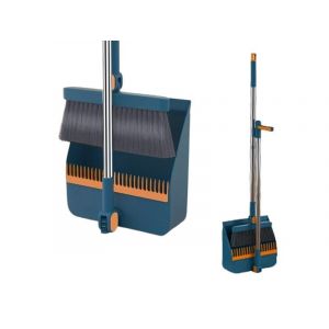 Ensemble balai rotatif et pelle &agrave; poussi&egrave;re pliable pour le nettoyage de la maison - Bleu - Neuf