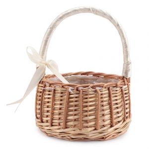 Panier De Fleurs Tiss&eacute; Panier De Rangement En Rotin Fleur Fille &Agrave; Main Panier De Fleurs Fait &Agrave; La Main Avec Arc - Neuf