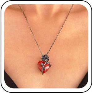 Kal-Collier Gothique En Cristal En Forme De Coeur Rouge Collier Pendentif En Forme De Coeur En Rubis Collier Fleur De Clavicule En Forme De Coeur Cadeaux De Saint-Valentin Bijoux Pour Femmes - Neuf