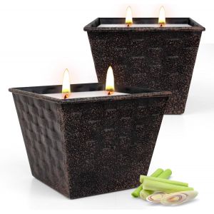 Lot De 2 Grandes Bougies D'Extérieur À La Citronnelle - Durée De Combustion De 120 À 180 Heures - Cire De Soja Naturelle - 68 G - Bougie Parfumée À La Citronnelle - Utilisation Intérieure - Neuf