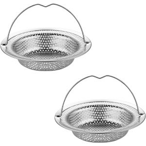 Jgd-Lot De 2 Passoires Pour &Eacute;vier Avec Poign&eacute;e En Acier Inoxydable - Protection Contre Les Obstructions - Pour &Eacute;vier De Cuisine Et Attrape-Cheveux (11,5 X 7,5 X 2 Cm) - Neuf