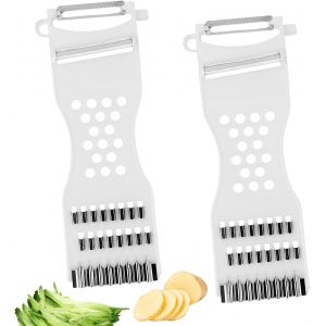 Kalanka-Lot De 2 &Eacute;plucheurs De Cuisine Multifonctions En Plastique, R&acirc;pe Pour Carottes, &Eacute;pluchez Facilement Les Fruits Et L&eacute;gumes, Lavable Au Lave-Vaisselle (Blanc) - Neuf