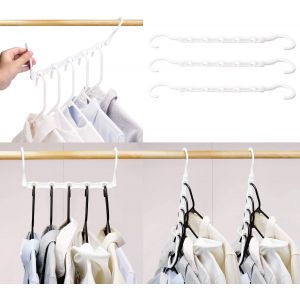 KGABERY-Lot De 10 Cintres Magiques Organisateur De Cintre Garde-Robe Rangement Pour Vêtements Gain De Place Dans Les Placard Blanc 38Cm Long - Neuf