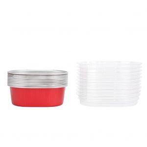 Hjlian Lot De 10 Moules A Gateaux Jetables Ovales En Aluminium Avec Couvercle, Accessoire De Cuisine (Rouge) - Neuf