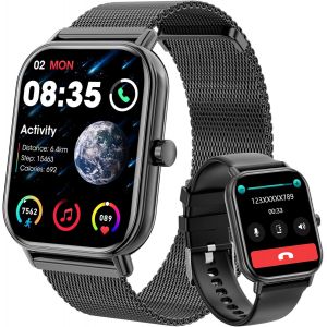 Montre Connectée Homme Femme Avec Appels Bluetooth,1,85"" Écran Montre Intelligent Avec Fréquence Cardiaque,Spo2,Sommeil,Podometre,Ip67 Étanche Montre Fitness Compatible Avec Android Ios - Neuf