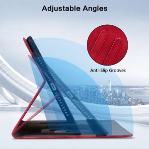 Coque Pour Samsung Galaxy Tab S2 9.7 Pouces 2015 Mod&egrave;le Sm-T810 / T815, Multi-Angles De Visualisation Housse De Protection En Similicuir Avec Porte-Carte Couverture Motif Lys, Roug[COQ9125242] - Neuf