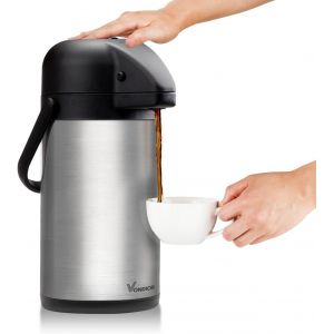Carafe À Café Thermique 1,9 L, Cafetière À Pompe Isolée En Acier Inoxydable, Théière Sous Vide Pour Eau C /Froide, Boissons Au Chocolat De Fête - Neuf
