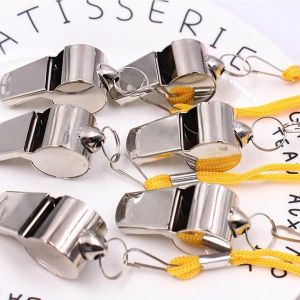 Sifflets De Sport Haut De Gamme En Acier Inoxydable Avec Cordon &iquest; Forts Et Durables, Parfaits Pour Les Entra&icirc;neurs, Les Arbitres, Les Sauveteurs Et Les Activit&eacute;s De Plein Air &iquest; Lot De 2 - Neuf