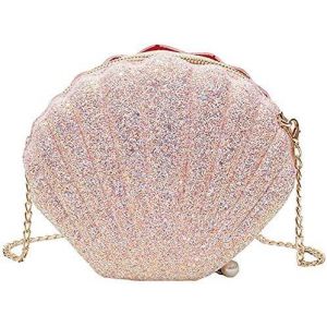 RFCBC-Femmes Filles Petite Sirène Coquillage Portefeuille Sacs à Bandoulière Paillettes Chaîne Sac de Soirée Perle Shell Sac à Main Cadeau Anniversaire Rose, Rose, Taille unique - Neuf