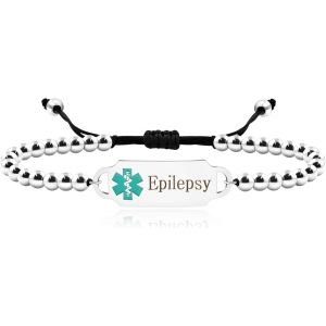 Kal-Bracelet M&eacute;dical D'urgence En Acier Inoxydable Avec Perles De 4 Mm Pour Homme Et Femme - Type Pr&eacute;-Grav&eacute; Et Gravure Gratuite - Bracelet D'alerte M&eacute;dicale Pour Diab&eacute;tique - Neuf