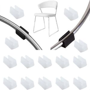 32pcs en plastique en forme de U chaise pied planeurs,meubles antid&eacute;rapants protecteurs de sol embouts 10mm blanc - Neuf