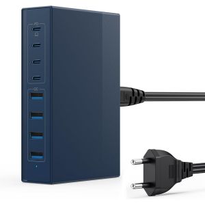 TIANYI-200W Chargeur USB C Multiple, 8 Ports Station de Charge GaN III Tech Chargeur Secteur, 65W Chargeur Rapide Prise avec 4 PD Type-C et 4 QC USB-A pour iPhone, Laptop, MacBook Pro, iPad, Samsung - Neuf