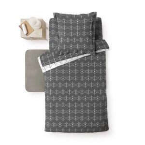 Housse De Couette 140 X 200 Cm Aris Geometrix Anthracite - Neuf