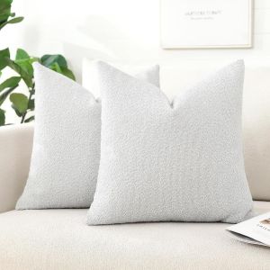 ERYI-Housse De Coussin, Lot De 2 En Bouclée Canapé Taie D'Oreiller De Couleur Pure Pour Maison Salon Chambre Décoration D'Intérieur 40X40Cm, Argent - Neuf
