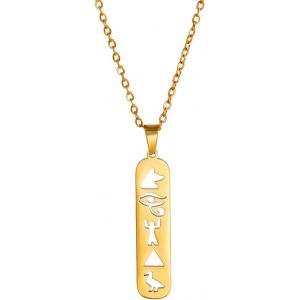 Kal-Collier Pendentif Cartouche Pour Femmes Collier Croix ?il D'horus/Ankh Collier Cartouche Nom Personnalisé Hieroglyphe Ancienne Égypte Amulette Bijoux Cadeau - Neuf