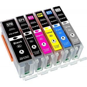 ERYI-Lot De 6 Cartouches D'Encre Xl Compatibles Canon Pgi 570 Cli 571 Pixma Ts 8050 8051 8052 8053 9050 9055 Mg 7750 7751 7752 7753 - Neuf