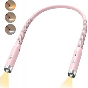 Lampe De Lecture De Cou Pliable &Agrave; 360&deg;,Lampe De Lecture De Livre Led Rechargeable 3 Couleurs Dans Le Lit,Lumi&egrave;re De Cou 1000mah Pour Lire,Tricoter,R&eacute;parer - Neuf