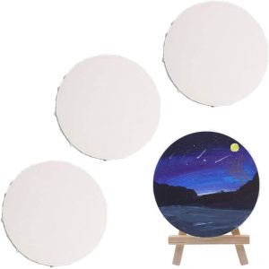 Tianyi-3 Pièces Cadre Rond En Toile De Coton, 20 Cm / 8 Pouces Peinture De Panneaux De Toile, Cadre De Toile Vierge, Pour Les Amateurs De Peinture, Cadeaux Pour Enfants, Exercices De Peinture(Forme R - Neuf