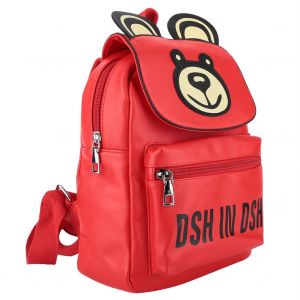 Sac a dos en PU pour enfant, joli motif ours de dessin anime, petit sac d'ecole pour enfant (rouge) - Neuf