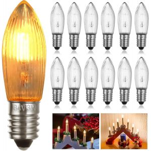 Kal-E10 34v 3w Ampoule De Bougie, Blanc Chaud 2200k, 10lm, E10 Petite Base À Vis, Ampoules De Rechange Pour Arche Lumineuse, Arbre De Noël, Guirlande, Lot De 12 - Neuf