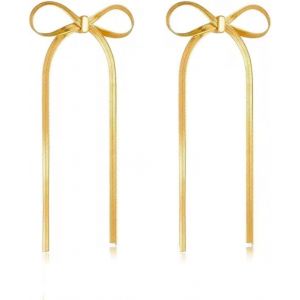 Kalhx-Boucles D'oreilles Tendance En Forme De N?ud Pour Femmes Et Filles,Ruban Clous Boucles D'oreilles Pampilles Pour Mariage Bijoux De Noël,Cadeau De Bijoux Élégant Et Intemporel (Or) - Neuf