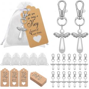 20pcs Merci Cadeau Ange Porte-Cl&eacute;s Cadeaux De Mariage Pour Le Bapt&ecirc;me Baby Shower Cadeau D'anniversaire - Neuf