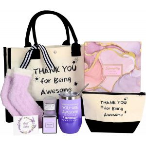 Sjzg-Coffret Cadeau Femme Noel, Cadeau Anniversaire Femme Coffret Bougie Cadeau Femme, Idee Cadeau Sac Fourre-Tout En Toile Pour Meilleure Amie Soeur Coll&egrave;gue Maman Cadeau Fete Des Meres - Neuf